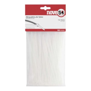 ABRAÇADEIRA DE NYLON NOVE54 280X4,8MM BRANCA PCT C/100 USO RESIDENCIAL E INDUSTRIAL