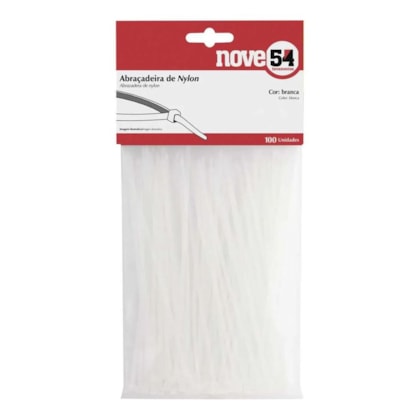 Abraçadeira De Nylon Nove54 280X4,8Mm Branca Pct C/100 Uso Residencial E Industrial