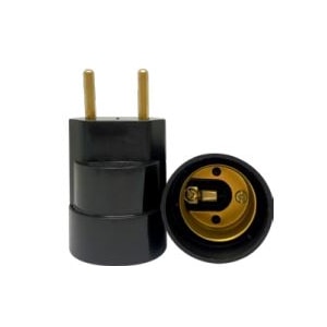 ADAPTADOR SOQUETE E27 COM PLUG 4A 250V DERCOLUX PRETO