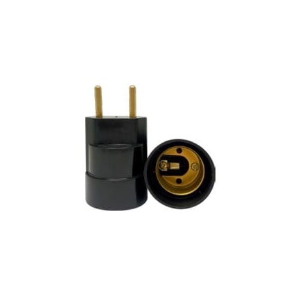 ADAPTADOR SOQUETE E27 COM PLUG 4A 250V DERCOLUX PRETO