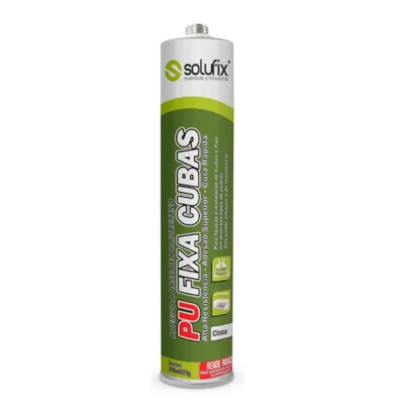 ADESIVO POLIURETANO SOLUFIX FIXA CUBAS PU 380 G PARA PIAS E CUBAS