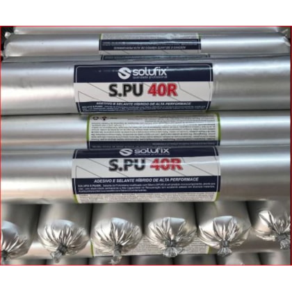 ADESIVO SELANTE HÍBRIDO SOLUFIX SPU 40R CINZA 900G SACHÊ PARA CONSTRUÇÃO CIVIL