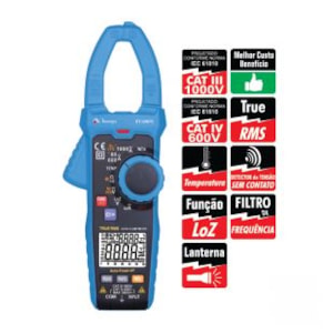 Alicate Amperímetro Digital Minipa Et 3367C True Rms 1000A Cat Iv 600V