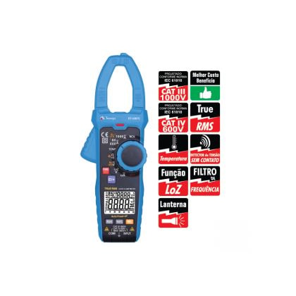 Alicate Amperímetro Digital Minipa Et 3367C True Rms 1000A Cat Iv 600V