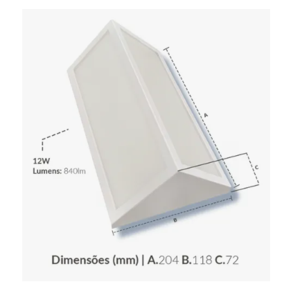 Arandela LED Scalenus Avant 12W Bivolt 6500K Luz Branca Ip65