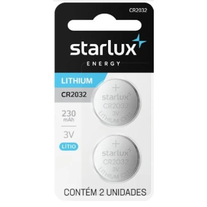 Bateria Moeda Cr2032 3V Starlux Energy Cartela Com 2 Unidades