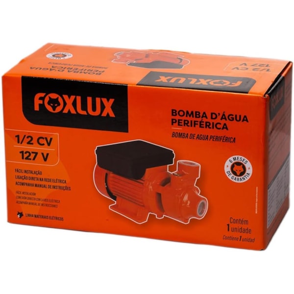 Bomba D'água Periférica 0,5 Cv Foxlux 127V 370W, Baixo Consumo-5a747930-b010-4be7-ba05-e71134e1b671