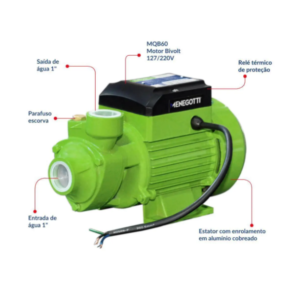 Bomba Periférica Residencial Menegotti Mqb 60 1/2 Cv Bivolt 25 Mca 1,7 M³/H-7fb8ef36-127c-4b30-95e1-57595125867a