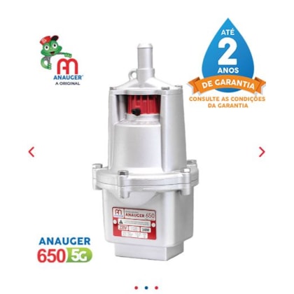 Bomba Submersa Vibratória Anauger Sapo 5G 650 340W 127V