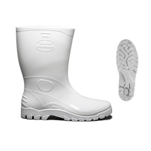 BOTA DE PVC BRANCA INNOVARE MÉDIA CANO 43 C.A 36025 ANTIDERRAPANTE E RESISTENTE A QUÍMICOS