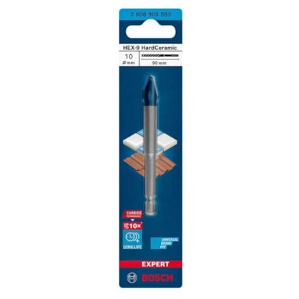 Broca Para Porcelanato Bosch 10X90Mm Com Pastilha De Metal Duro Alta Resistência