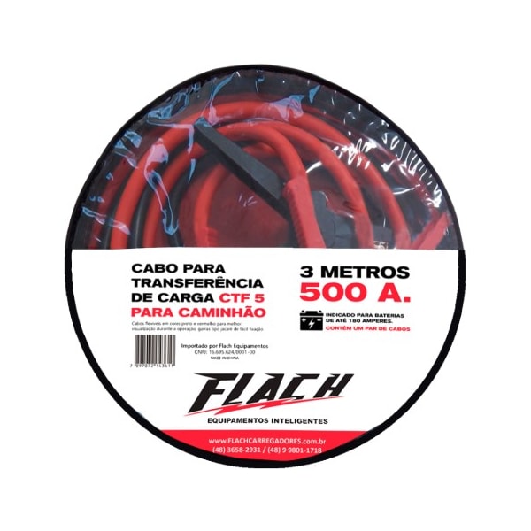 Cabo Para Transferência De Bateria Flach 3 Metros 25Mm² 500A-1fdcb41d-e273-4bdb-818b-1014b8f49f80