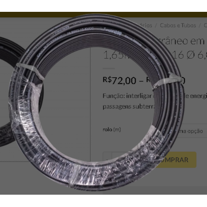 Cabo Subterrâneo Guachuka 50M Preto Para Cerca Elétrica