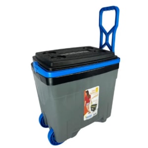 CAIXA TÉRMICA 34L ANTARES CINZA/AZUL COM RODAS E ALÇA