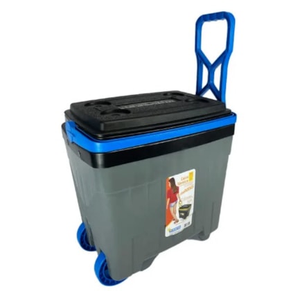 CAIXA TÉRMICA 34L ANTARES CINZA/AZUL COM RODAS E ALÇA
