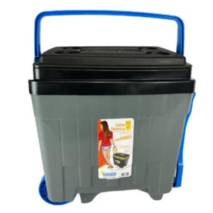 CAIXA TÉRMICA 34L ANTARES CINZA/AZUL COM RODAS E ALÇA