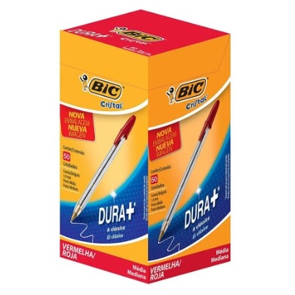 Caneta Bic Cristal Vermelha Esferográfica Ponta Média 1,0Mm