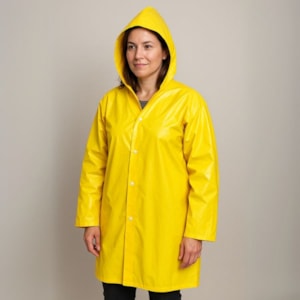 CAPA DE CHUVA FORRADA COM CAPUZ AMARELA TAMANHO G