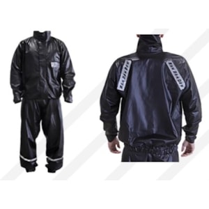 CAPA DE CHUVA MOTO PLASTCOR PRETO G IMPERMEÁVEL CONJUNTO JAQUETA E CALÇA COM REFLETIVO