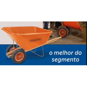 CARRINHO DE MÃO TRAMONTINA 200L PLÁSTICO BRAÇO MADEIRA 2 RODAS