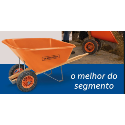 CARRINHO DE MÃO TRAMONTINA 200L PLÁSTICO BRAÇO MADEIRA 2 RODAS