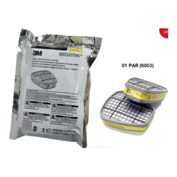 CARTUCHO PARA RESPIRADOR 3M 6003 CONTRA VAPORES ORGÂNICOS E GASES ÁCIDOS COM 2 UNIDADES-cd7d5278-e291-4563-a6b4-db9e9df93a7b