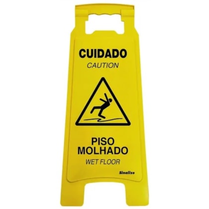 Cavalete Sinalize 21X53Cm Atenção Piso Molhado Em Poliestireno