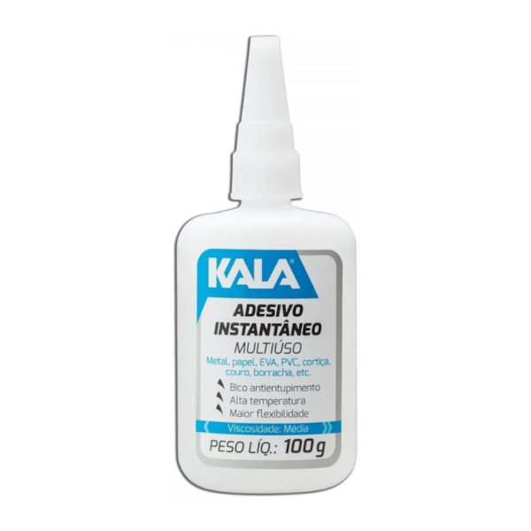 COLA ADESIVA INSTANTÂNEA KALA 100G USO GERAL, NÃO ENTOPE METAL, COURO, BORRACHA, PLÁSTICO-db9437ad-7f5e-4f49-9e6f-7b4e76055c34