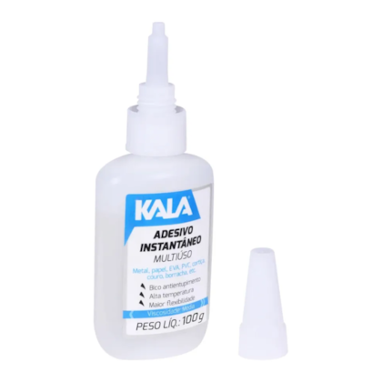COLA ADESIVA INSTANTÂNEA KALA 100G USO GERAL, NÃO ENTOPE METAL, COURO, BORRACHA, PLÁSTICO