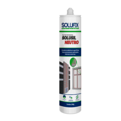 Cola Silicone Neutro Cinza Solusil 280G Para Vedação E Colagem Profissional