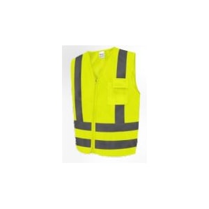 COLETE SINALIZADOR PLASTCOR TIPO JALECO AMARELO TAM G 1 BOLSO ZÍPER