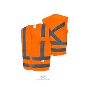 COLETE SINALIZADOR REFLETIVO STEELFLEX 1 BOLSO LARANJA XGG POLIÉSTER ZÍPER NBR CLASSE 2