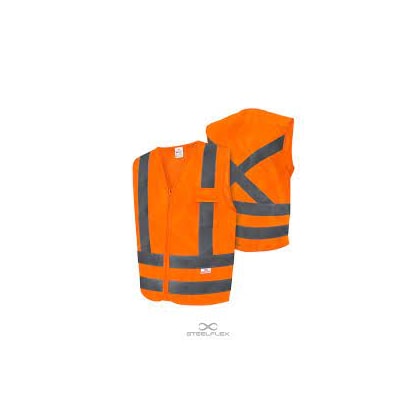 COLETE SINALIZADOR REFLETIVO STEELFLEX 1 BOLSO LARANJA XGG POLIÉSTER ZÍPER NBR CLASSE 2
