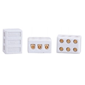 CONECTOR TRIPOLAR DE PORCELANA DERCOLUX 16 MM² 50A 600V PARA LIGAÇÕES ELÉTRICAS
