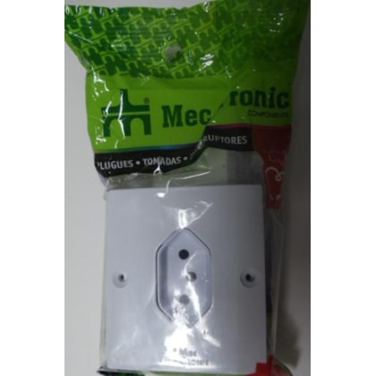 Conjunto Tomada 2P+T 10A 250V Mec Tronic Com Caixa Linha A Nbr 14136