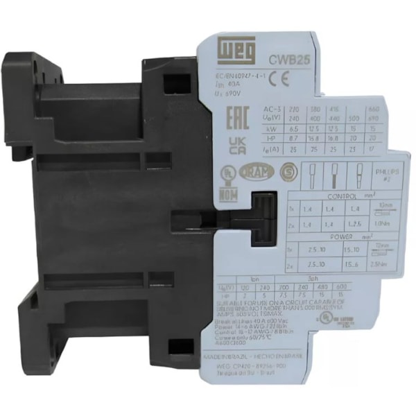 CONTATOR TRIPOLAR CWB25 11 50HZ/220V 60HZ-5ff215d4-4532-4626-a95d-a601ac2d9b5c