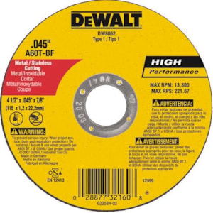 DISCO CORTE INOX DEWALT 4.1/2