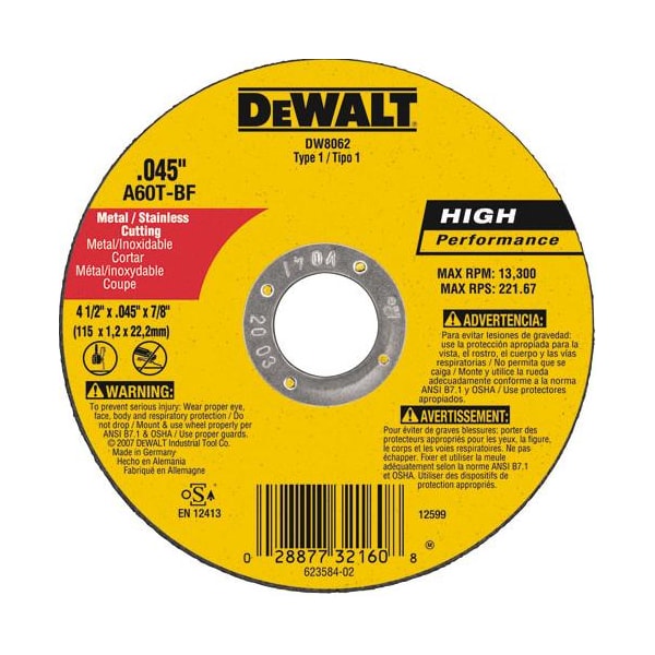 DISCO CORTE INOX DEWALT 4.1/2