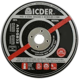 DISCO DE CORTE ICDER 12 POL X 1/8 POL X 5/8 POL PARA AÇO COM REFORÇO