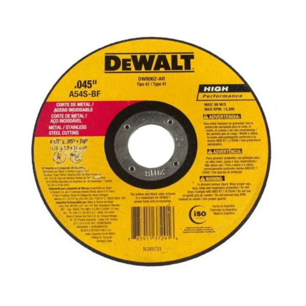 DISCO DE CORTE INOX DEWALT 4 1/2