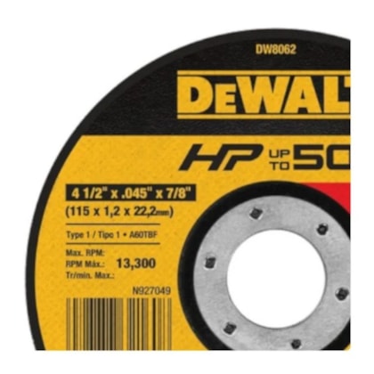DISCO DE CORTE INOX DEWALT 4 1/2