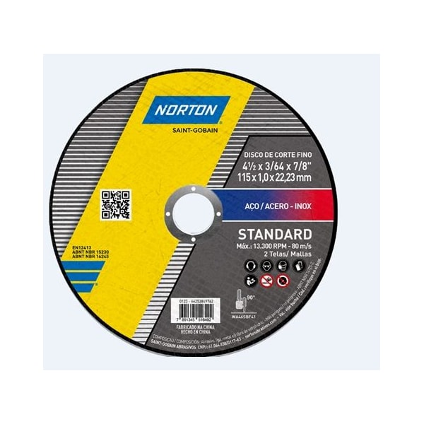 DISCO DE CORTE INOX NORTON STANDARD 4.1/2