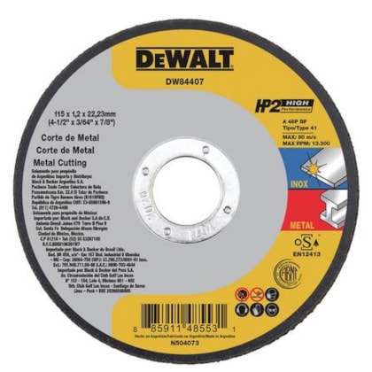 Disco De Corte Para Inox Dewalt Hp2 4.1/2” X 1,2 Mm