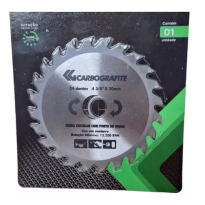 DISCO DE SERRA CIRCULAR 4.3/8 POL. COM 24 DENTES CARBOGRAFITE 12477212