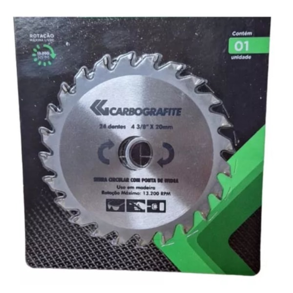DISCO DE SERRA CIRCULAR 4.3/8 POL. COM 24 DENTES CARBOGRAFITE 12477212-2a479d14-4bd0-4afd-bb4a-74f497770630