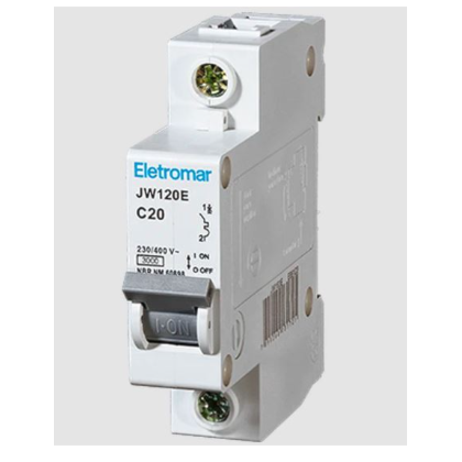 DISJUNTOR DIN UNIPOLAR C 20A ELETROMAR PROTEÇÃO ELÉTRICA RESIDENCIAL E INDUSTRIAL