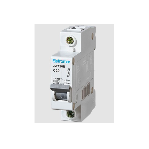 DISJUNTOR DIN UNIPOLAR C 20A ELETROMAR PROTEÇÃO ELÉTRICA RESIDENCIAL E INDUSTRIAL-e25a5569-6635-4a60-a27a-2976b547b3a9