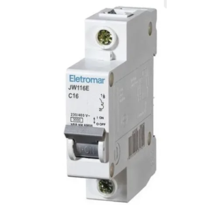 DISJUNTOR DIN UNIPOLAR CURVA C 16A ELETROMAR SHB1 GII 415VCA