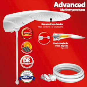 DUCHA ADVANCED MULTI TEMP 220V 6400W COM CANO LORENZETTI