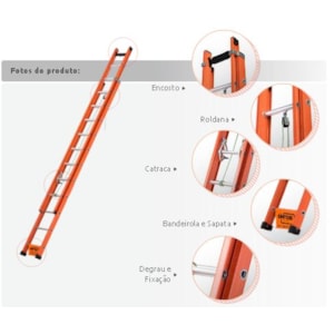 ESCADA EXTENSÍVEL FIBRA 19 DEGRAUS 3,60 A 6,00M SÍNTESE